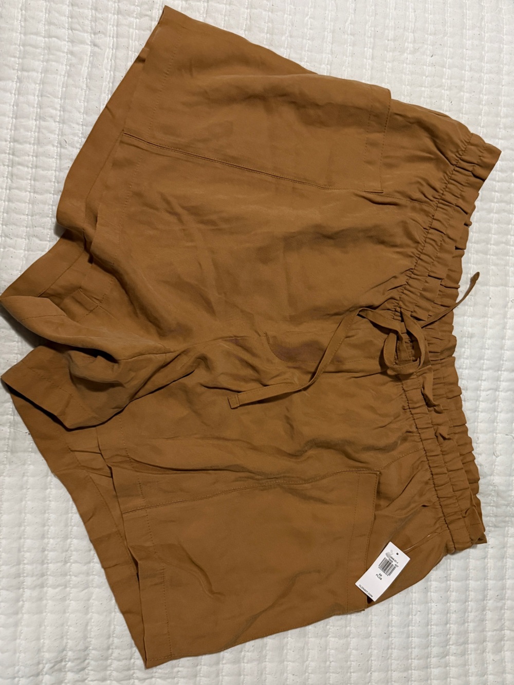 Old Navy Women's Drawstring Linen-Blend Shorts in Rust Brown